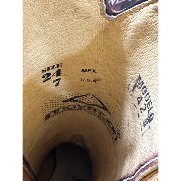 Wildflowers Bluebonnet Cedro Embroidered Cowboy Boots Brown Leather Size 7 NIB - Picture 11 of 16